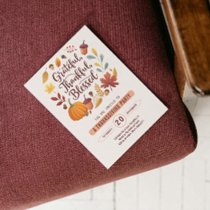 Invitation Remercié Reconnaissant Bénis feuille Thanksgiving