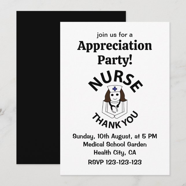 Invitation Remerciement aux infirmières Cadeau d'appréciation (Devant / Derrière)
