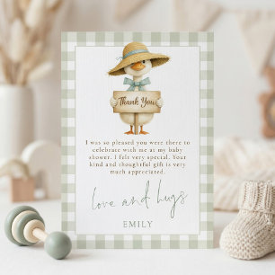 Invitation Remerciement de Baby Shower Dindon Gingham Sage Mi