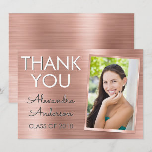 Invitation Remerciement de fin d'études en Rose Gold Métallis
