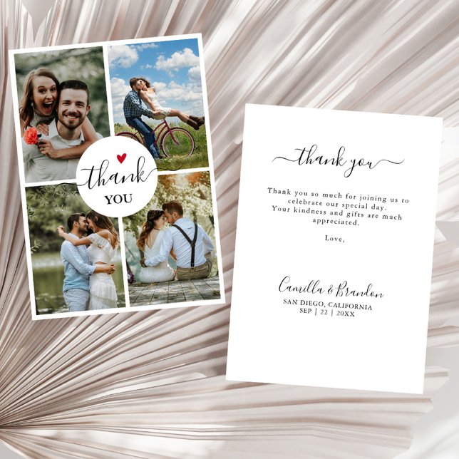 Invitation Remerciement de mariage à 4 photos pour une cérémo (Créateur téléchargé)