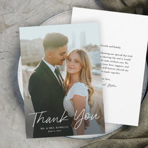 Invitation Remerciement de mariage avec photo simple et écrit