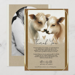 Invitation Remerciement de mariage de campagne amour vache ma