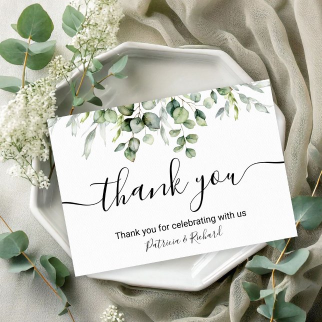 Invitation Remerciement de mariage Elegant Greenery (Créateur téléchargé)