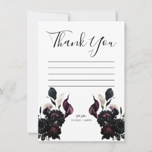 Invitation Remerciement de mariage floral romantique sombre e