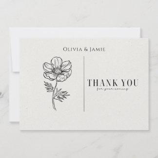 Invitation Remerciement de mariage minimaliste croquis botani