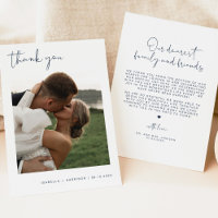 Remerciement de mariage photo bleu marine moderne