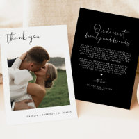 Remerciement de mariage photo moderne noir Edge