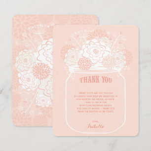 Invitation Remerciement de mariage Pot Mason Floral Rose