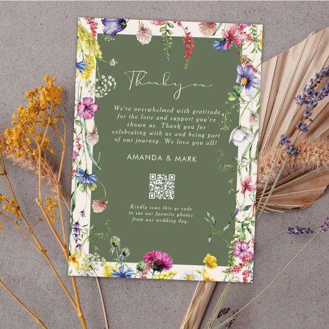 Invitation Remerciement de mariage printanier boho chic aux f (Créateur téléchargé)