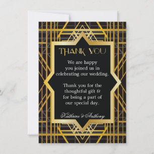 Invitation Remerciement de mariage Roaring Twenties style Gat