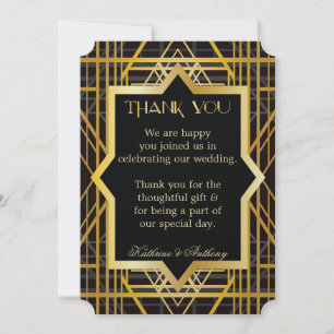 Invitation Remerciement de mariage style Gatsby des Années Fo
