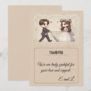 Invitation Remerciement en dentelle élégant / Mariage / Remis