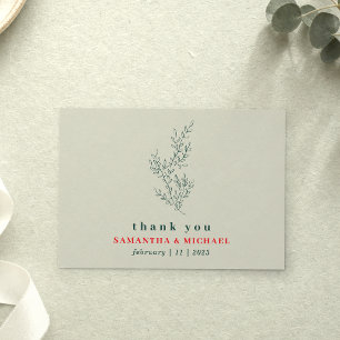 Invitation Remerciement floral botanique rouge verdure