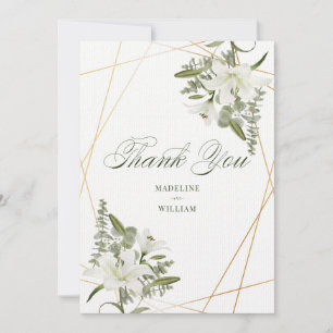 Invitation Remerciement Floral White Lily   Ajoutez Vos Initi