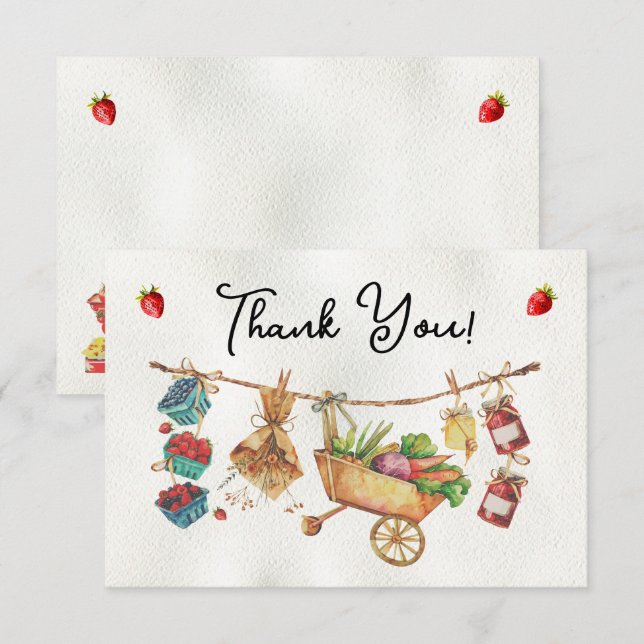 Invitation Remerciement pour une Baby Shower au Marché des Fe (Devant / Derrière)