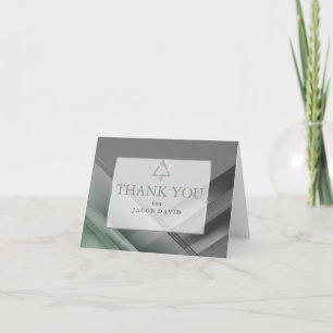 Invitation Remerciements Bar Mitzvah Moderne Vert et Charbo