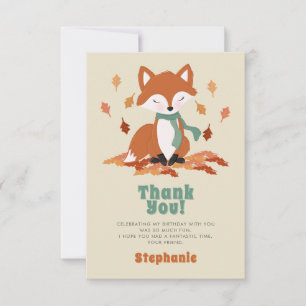 Invitation Remerciements d'anniversaire de Fall Fox Woodland