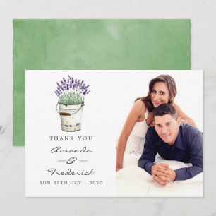 Invitation Remerciements de mariage à l'aquarelle lavande
