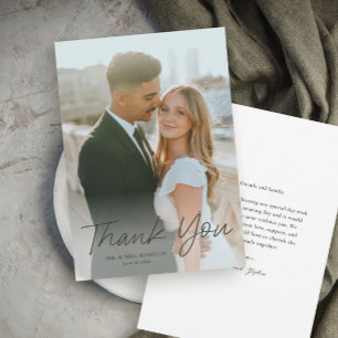 Invitation Remerciements de mariage avec photo et écriture mo