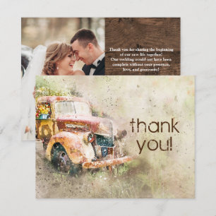 Invitation Remerciements de mariage avec un vieux camion rust
