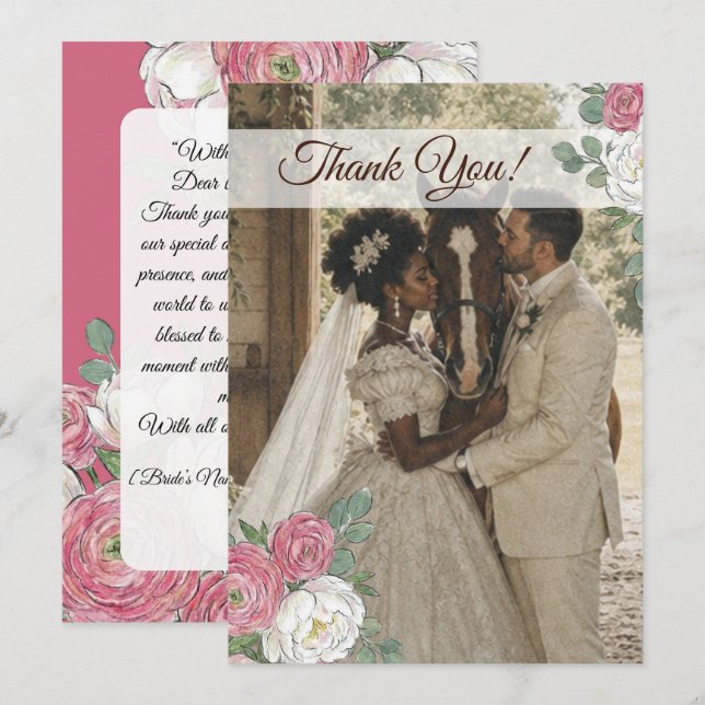 Invitation Remerciements de mariage équestre de cheval (Devant / Derrière)
