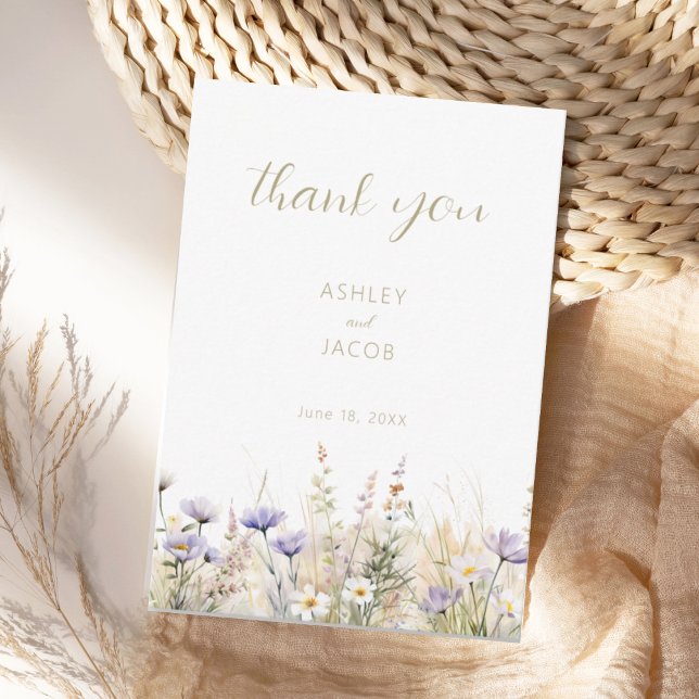 Invitation Remerciements de mariage Fleur sauvage de Prairie  (Créateur téléchargé)