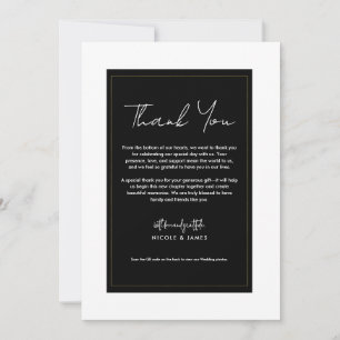 Invitation Remerciements de mariage minimaliste moderne noir 