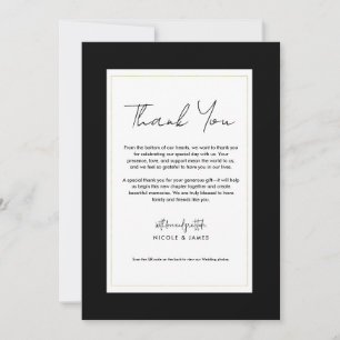 Invitation Remerciements de mariage minimaliste moderne noir 