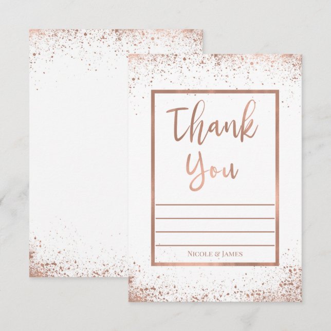 Invitation Remerciements de mariage moderne chic rose gold ro (Devant / Derrière)