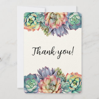 Invitation Remerciements de Succulente Colorée