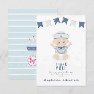 Invitation Remerciements pour Baby Shower Thème Marin pour Ga
