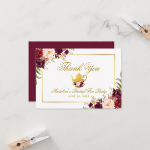 Invitation Remerciements pour la fête prénuptiale de thé flor