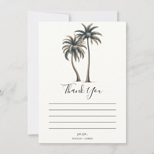 Invitation Remerciements pour un mariage tropical rustique su (Devant)