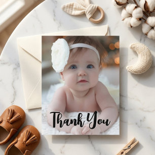 Invitation Remerciements pour une Baby Shower Moderne avec Ph