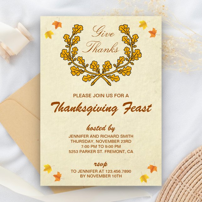 Invitation Remerciez | Couronne d'automne Fête de Thanksgivin (Créateur téléchargé)