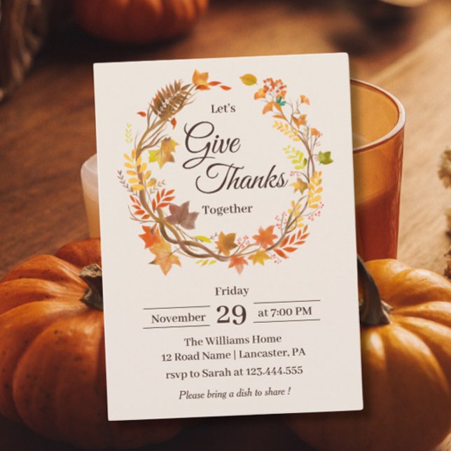 Invitation Remerciez Dieu Feuilles de Thanksgiving Rustique d (Créateur téléchargé)