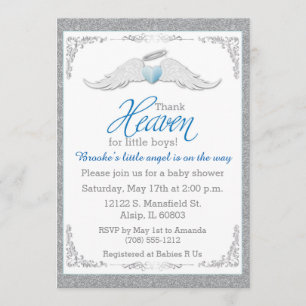 Invitation Remerciez le ciel du baby shower de petits garçons