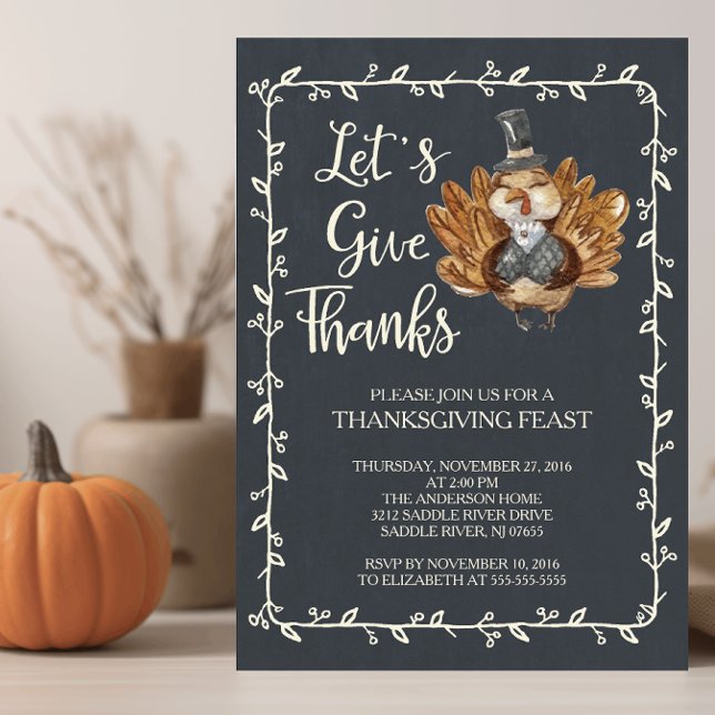 Invitation Remercions la Turquie pour le dîner de Thanksgivin (Créateur téléchargé)