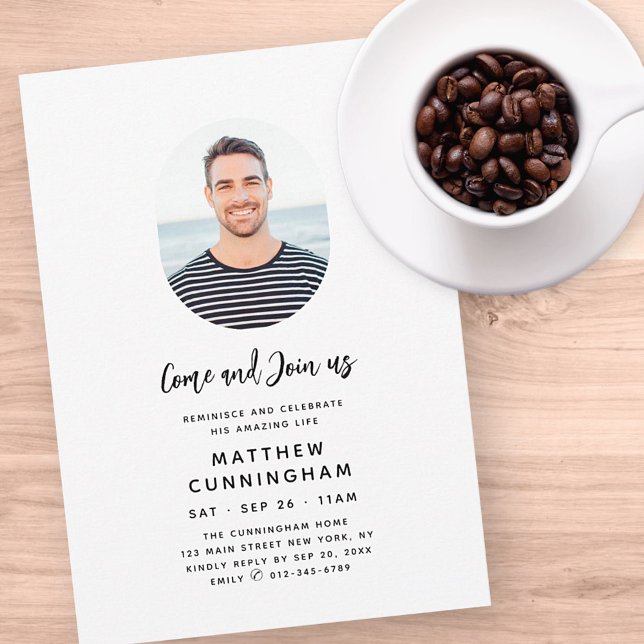 Invitation Reminisce and Celebrate Memorial Modern Photo (Créateur téléchargé)