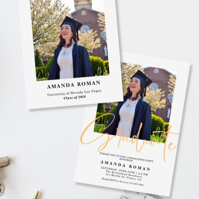 Invitation Remise de diplômes élégante avec accent de calligr (Créateur téléchargé)