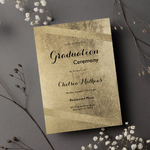 Invitation Remise de diplômes géométrique dorée de luxe class
