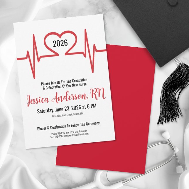 Invitation Remise des diplômes de l'école d'infirmières de Si (Simple Heart Medical Nursing School Graduation Invitation)