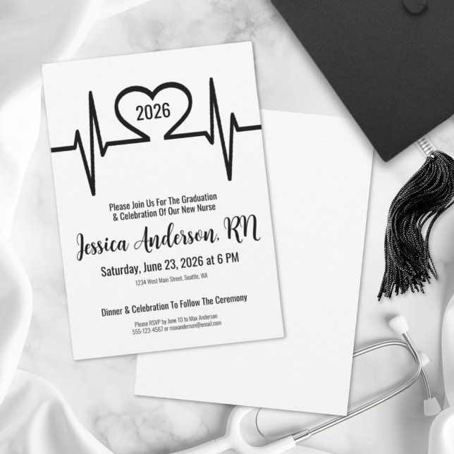 Invitation Remise des diplômes de l'école d'infirmières en so (Simple Medical Nursing School Graduation Invitation)