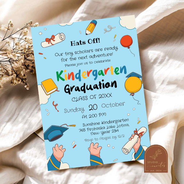 Invitation Remise des diplômes de maternelle Chapeaux Bas (Créateur téléchargé)