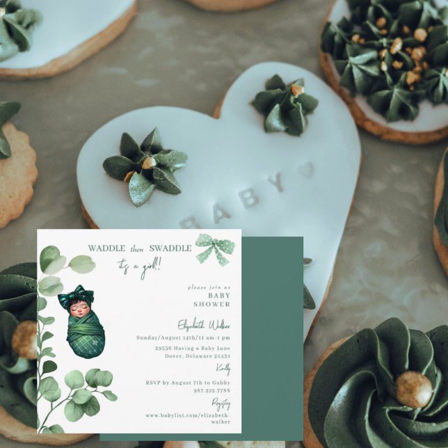 Invitation Remonter puis Swaddle C'est un Baby shower vert fi (Créateur téléchargé)