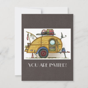 Invitation Remorque Voyage Camper Vintage Cute RV