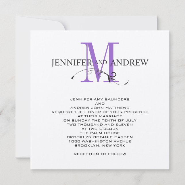 Invitation Remous pourpre argenté d'invitations de mariage de (Devant)