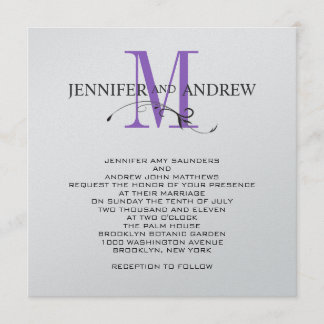 Invitation Remous pourpre argenté d'invitations de mariage de