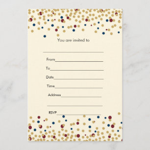 Invitation Remplir confettis d'invitation or marine bordeaux